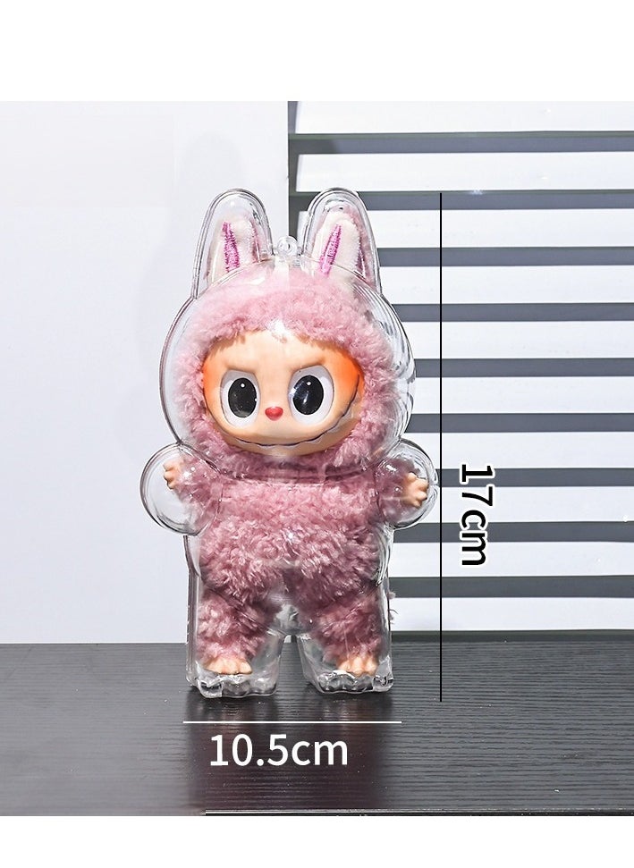 Y&D Labubu Transparent Case Labubu Generation Stand Case Protective Cover Dust Backpack Charms  - Image 1