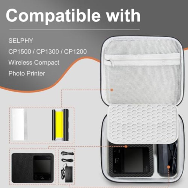 Hard Carrying Case Compatible with Canon SELPHY CP1300 CP1500 CP1200 Wireless Compact Photo Printer For Home and Travel Use Black Case Only 3 PCS Set - Image 2