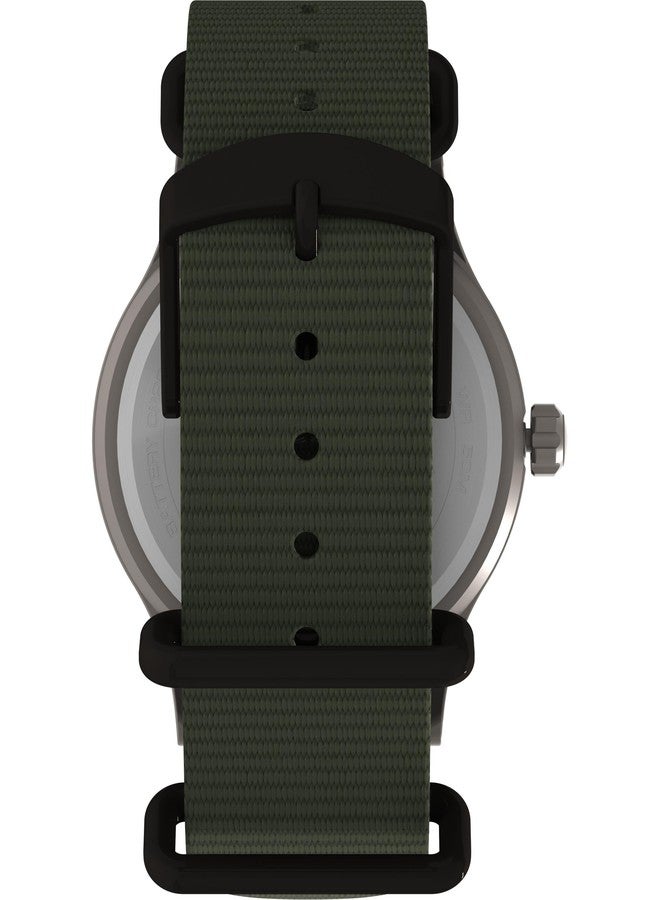 Timex Men's Expedition Scout 40mm Watch - Green Strap Blue Dial Titanium Case - Image 3