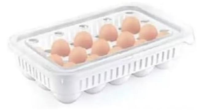 سبيس شوب علبة منظم بيض بلاستيك لـ 15 قطعة مع غطاء - Image 1