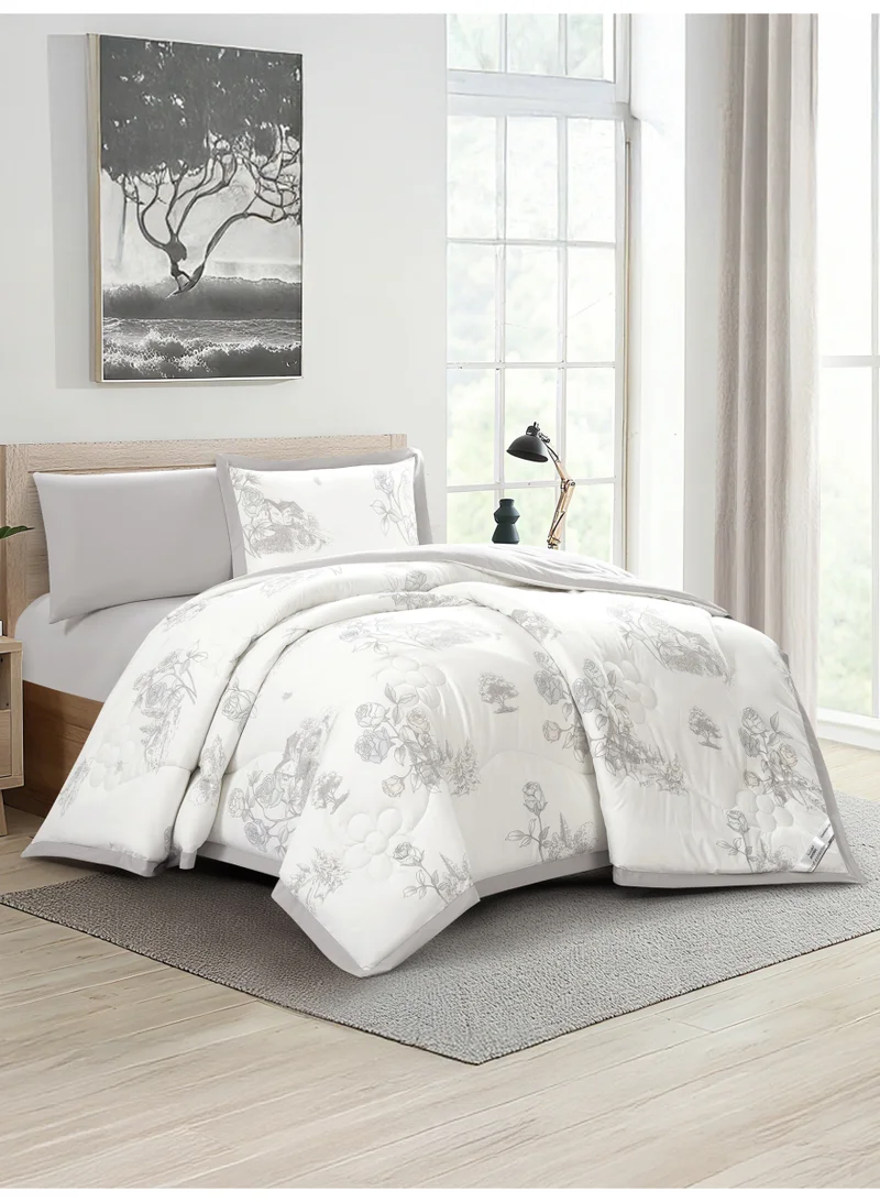 Doona Bedding Comforter Set, Fits 140x200 cm Single Size Bed – 4 Pcs Reversible Printed Design – 350 GSM All-Season Comforter – Premium Brushed Microfiber