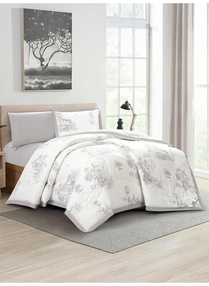 Doona Bedding Comforter Set, Fits 140x200 cm Single Size Bed – 4 Pcs Reversible Printed Design – 350 GSM All-Season Comforter – Premium Brushed Microfiber - Image 1