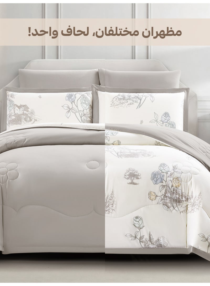 Doona Bedding Comforter Set, Fits 140x200 cm Single Size Bed – 4 Pcs Reversible Printed Design – 350 GSM All-Season Comforter – Premium Brushed Microfiber - Image 5