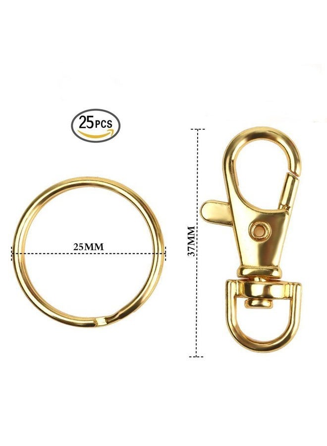 Coolrunner 50 Pcs Gold Lobster Claw Clasp Keychain, Includes 25Pcs Swivel Clasps Lanyard Snap Hook Lobster Claw Clasp and 25Pcs Keychain Rings (Gold) - Image 5
