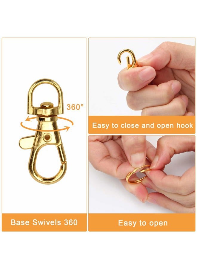 Coolrunner 50 Pcs Gold Lobster Claw Clasp Keychain, Includes 25Pcs Swivel Clasps Lanyard Snap Hook Lobster Claw Clasp and 25Pcs Keychain Rings (Gold) - Image 2