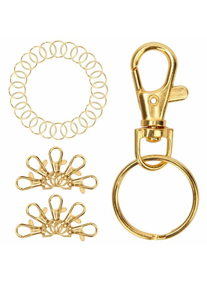 Coolrunner 50 Pcs Gold Lobster Claw Clasp Keychain, Includes 25Pcs Swivel Clasps Lanyard Snap Hook Lobster Claw Clasp and 25Pcs Keychain Rings (Gold) - Image 1