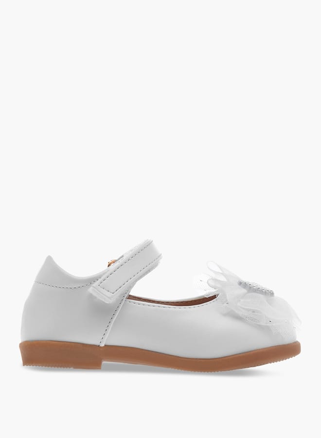 Flora Bella By Shoexpress Girls Floral Bella Bow Embellished Mary Jane Shoes with Hook and Loop Closure  - Image 3