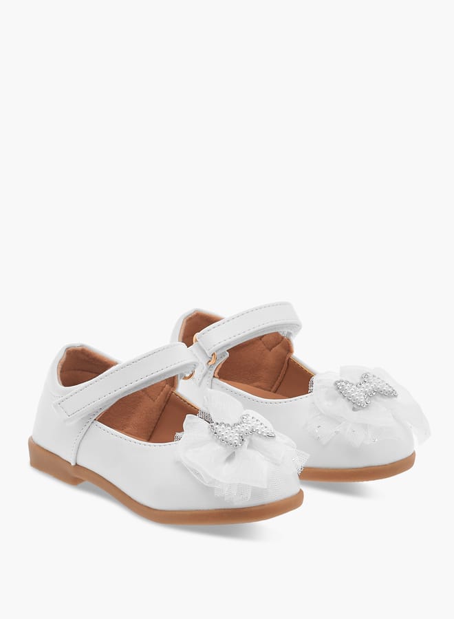 Flora Bella By Shoexpress Girls Floral Bella Bow Embellished Mary Jane Shoes with Hook and Loop Closure  - Image 1
