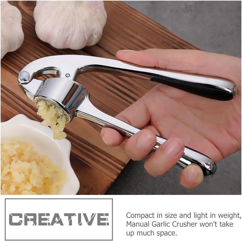 Garlic Press Zinc Alloy 3pcs Set Multipurpose Garlic Masher Kitchen Tool for Crushing in Cooking - Image 4