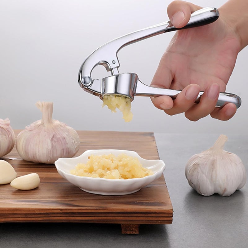 Garlic Press Zinc Alloy 3pcs Set Multipurpose Garlic Masher Kitchen Tool for Crushing in Cooking - Image 5