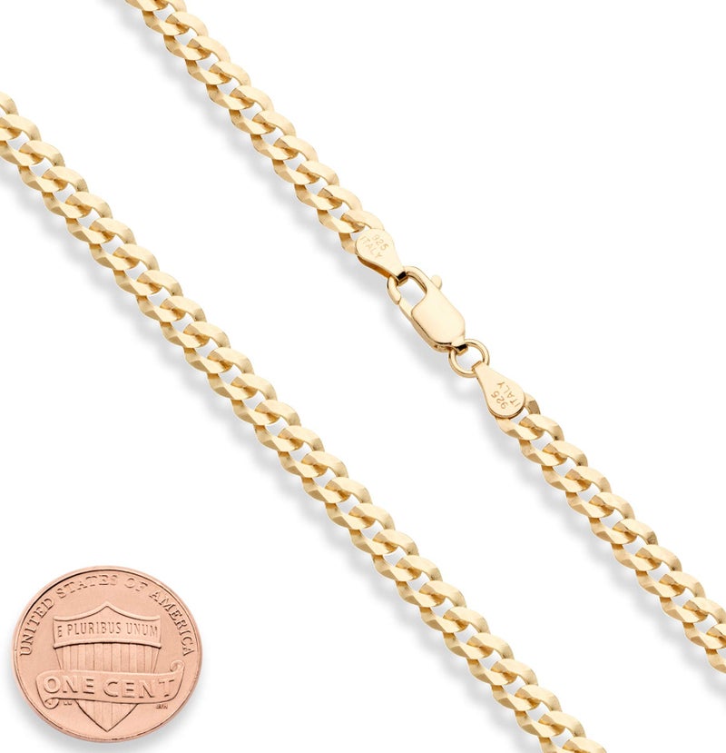 Miabella 18K Gold Plated 925 Sterling Silver Italian 5mm Diamond-Cut Cuban Link Curb Chain Necklace for Women Men, Made in Italy (16 Inches) - Image 2