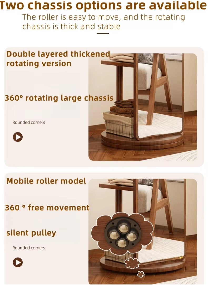 Generic - Rotating Solid Wood Dressing Mirror Cabinet with Storage Rotatable Full Length Rotating Mirror Jewelry Cabinet - Image 1