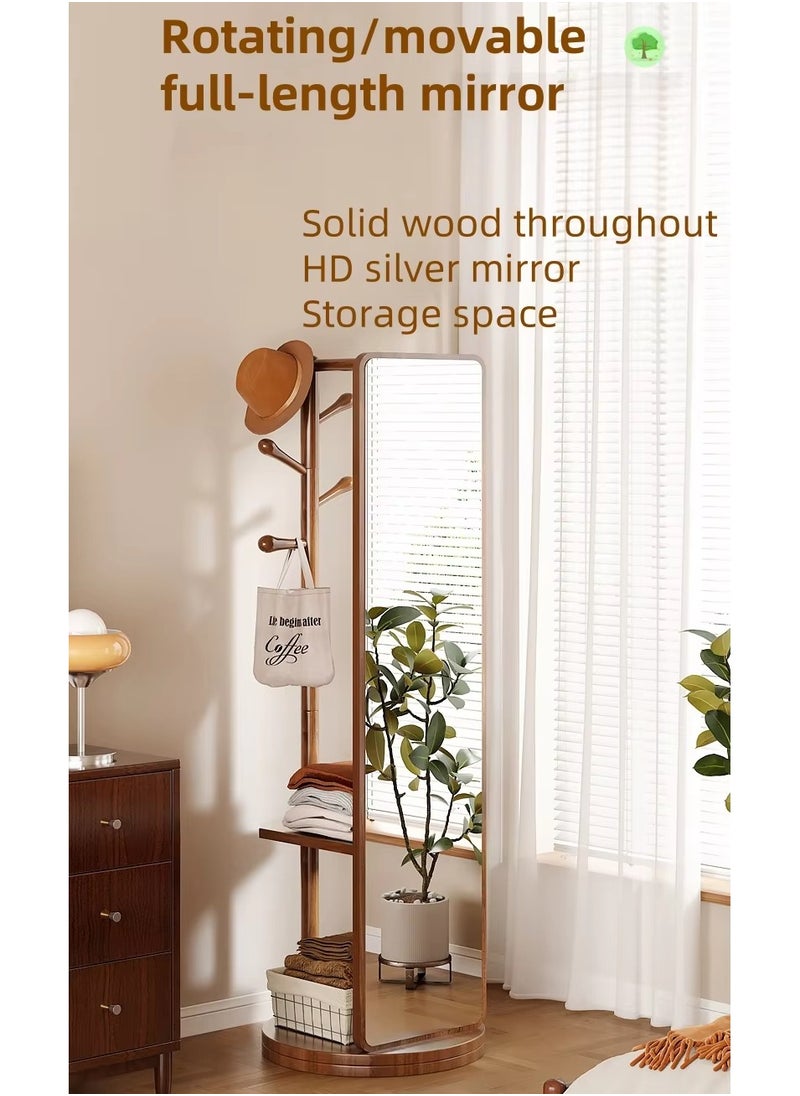 Generic - Rotating Solid Wood Dressing Mirror Cabinet with Storage Rotatable Full Length Rotating Mirror Jewelry Cabinet - Image 1