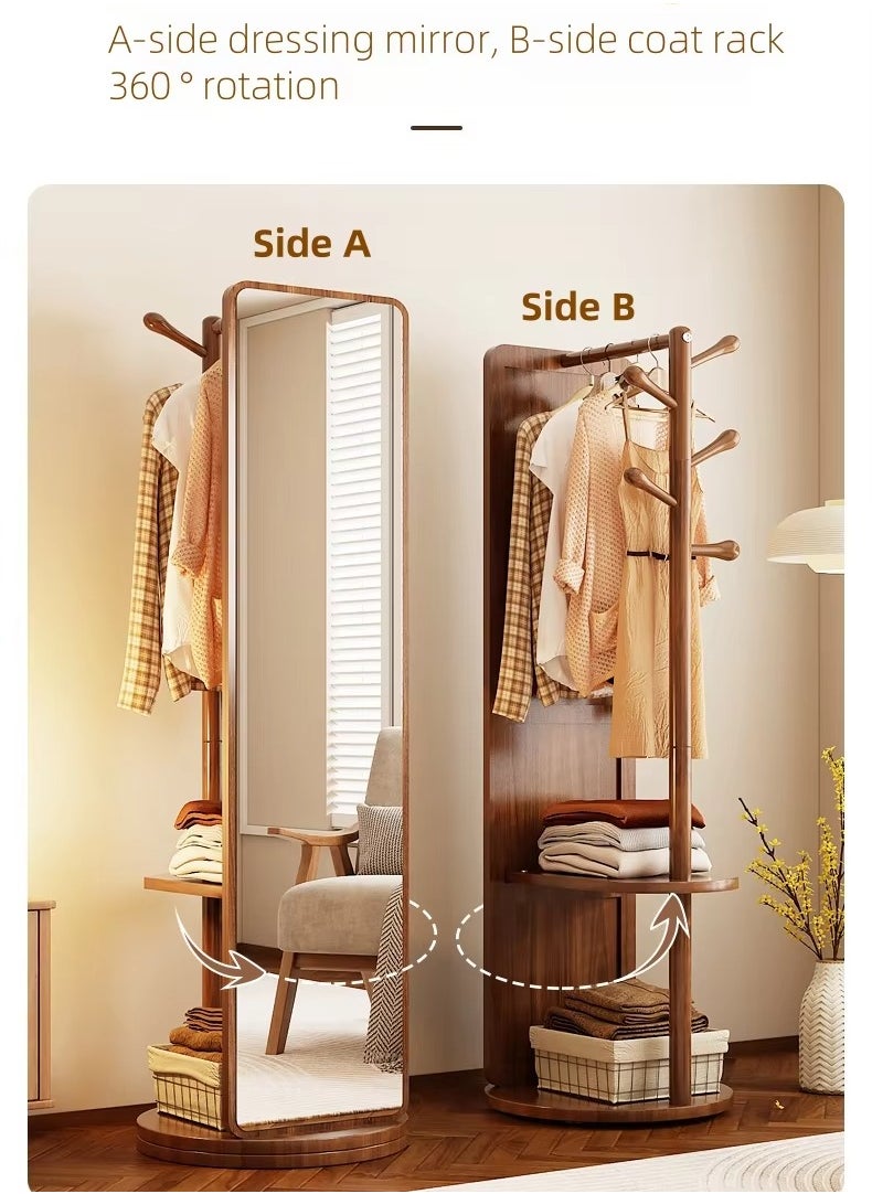 Generic - Rotating Solid Wood Dressing Mirror Cabinet with Storage Rotatable Full Length Rotating Mirror Jewelry Cabinet - Image 1