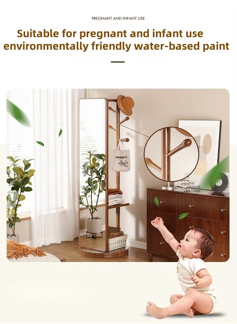 Generic - Rotating Solid Wood Dressing Mirror Cabinet with Storage Rotatable Full Length Rotating Mirror Jewelry Cabinet - Image 1