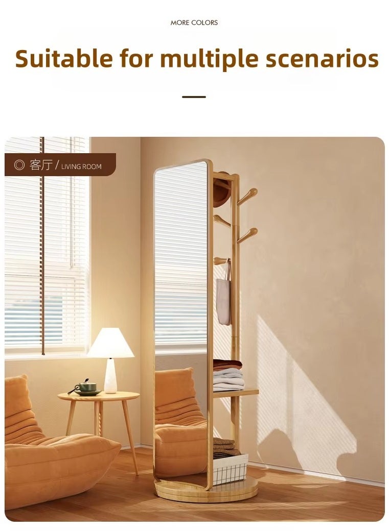 Generic - Rotating Solid Wood Dressing Mirror Cabinet with Storage Rotatable Full Length Rotating Mirror Jewelry Cabinet - Image 1