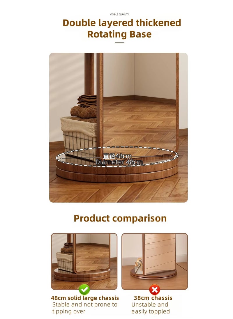 Generic - Rotating Solid Wood Dressing Mirror Cabinet with Storage Rotatable Full Length Rotating Mirror Jewelry Cabinet - Image 1