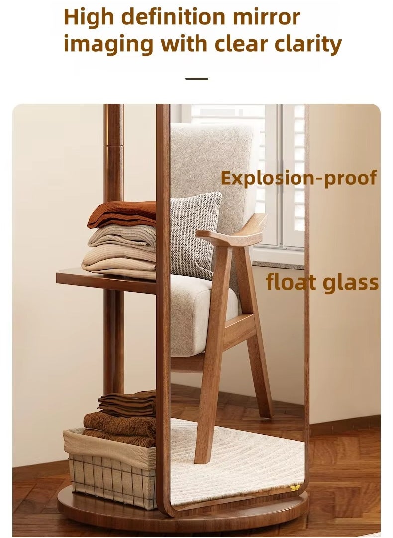 Generic - Rotating Solid Wood Dressing Mirror Cabinet with Storage Rotatable Full Length Rotating Mirror Jewelry Cabinet - Image 1