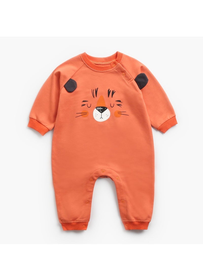 xozgdovg Baby onesie Autumn and winter male and female freshmen warm plus thickness cotton suit full moon clothes baby winter 80cm orange tiger 