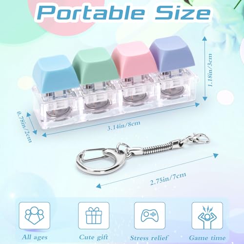 HOMQYTE Keyboard Fidget Toys Adults Fidget Keyboard Clicker with LED Light Keychain Sensory Toys for Anxiety Stress Relief Macaron2 4 in 1 - Image 5