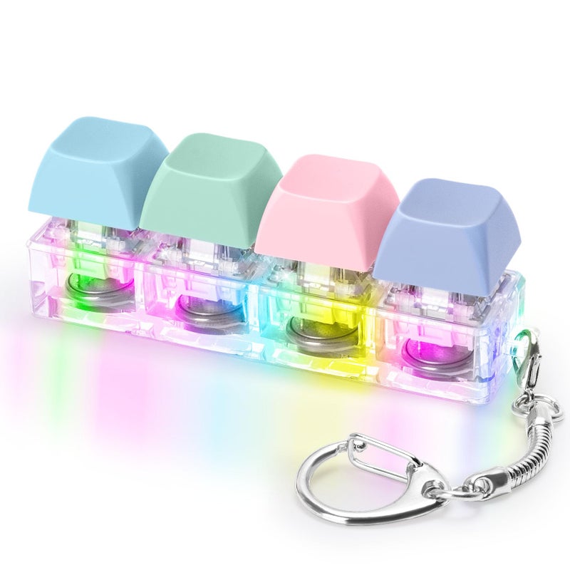 HOMQYTE Keyboard Fidget Toys Adults Fidget Keyboard Clicker with LED Light Keychain Sensory Toys for Anxiety Stress Relief Macaron2 4 in 1 - Image 3
