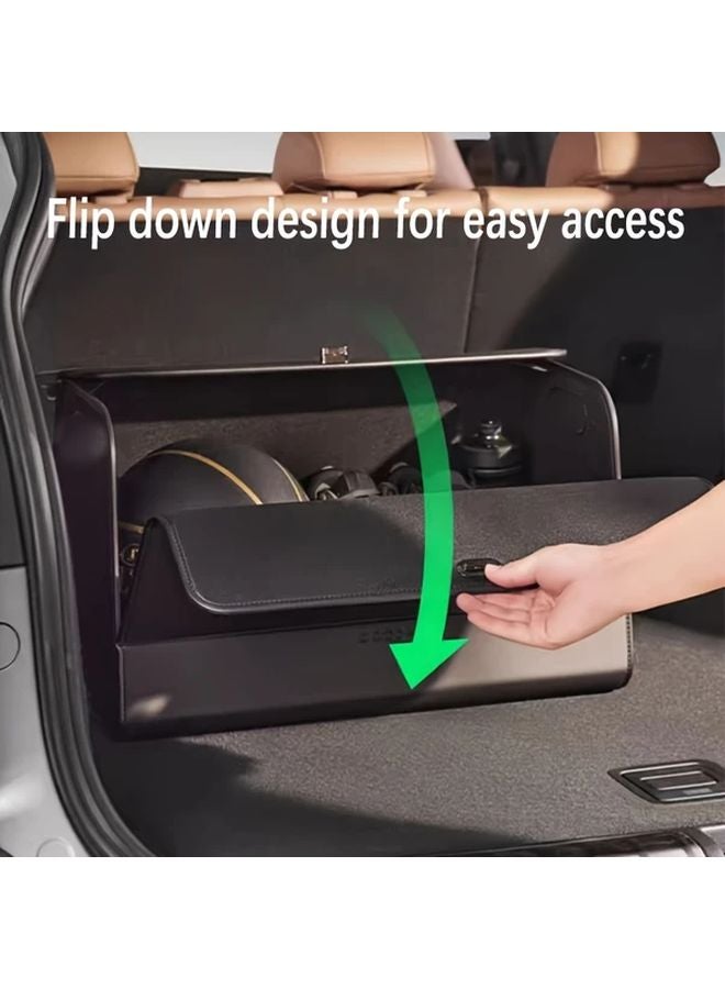 Mocha Brown Universal Car Trunk Storage Box Folding Organizer Container 1pc - Image 5