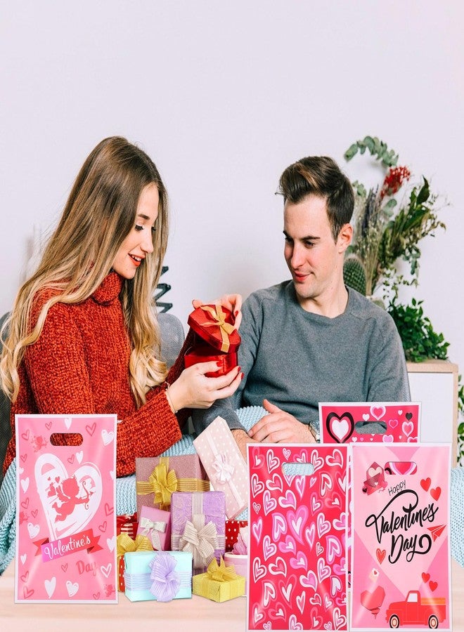 EUVBOKW 100Pcs Valentine's Day Treat Bags with Handle, Heart Shaped Goodie Bags for Candy, Wedding Baby Shower Favors - Image 3
