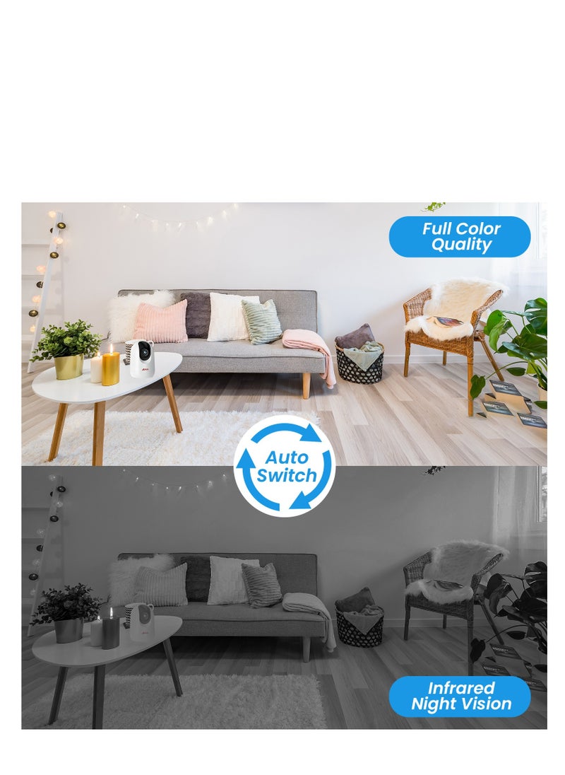 ANRAN - ANRAN Indoor Security Wifi PTZ camera, Two-Way Audio, Remote Control and Motion Detect Alarm, Built in Motor with 360° Horizontal Rotation ,Flexible installation with 3M Tape, Supports TF card record - Image 1