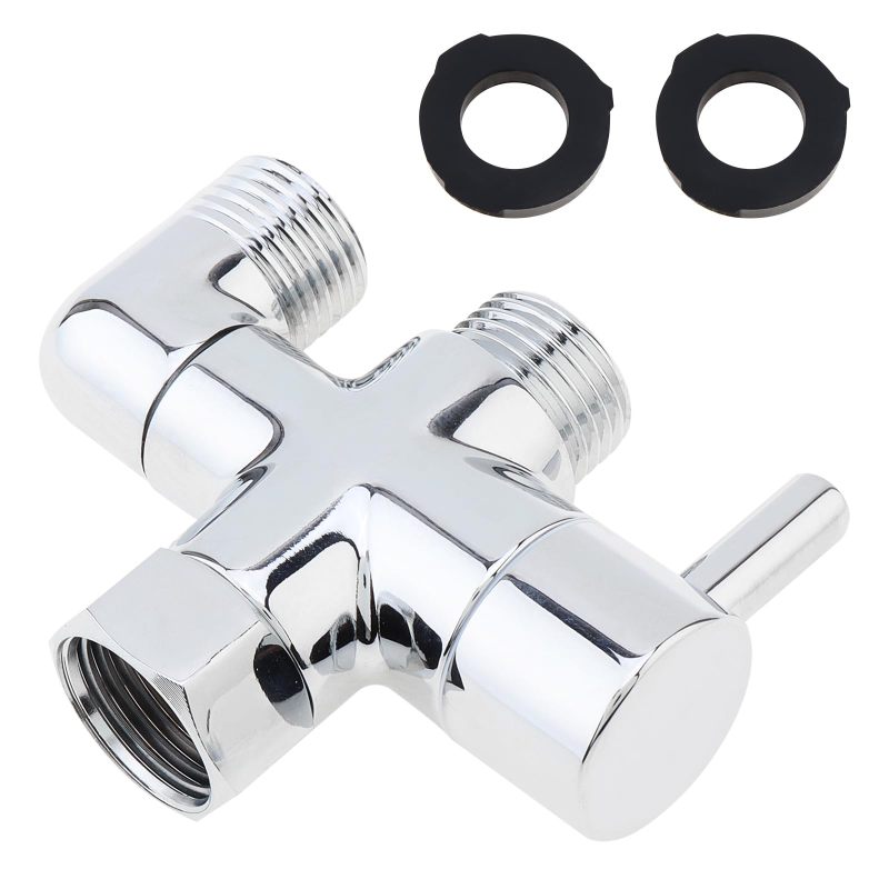 3-Way Shower Diverter Valve: Silver Stainless Steel Brass Construction - Rotatable Anti-Tangle Design Universal G1/2" Connection for Bathroom Shower Systems - Image 1