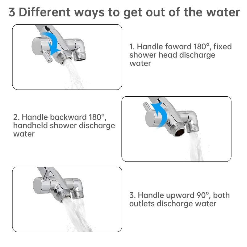 3-Way Shower Diverter Valve: Silver Stainless Steel Brass Construction - Rotatable Anti-Tangle Design Universal G1/2" Connection for Bathroom Shower Systems - Image 4
