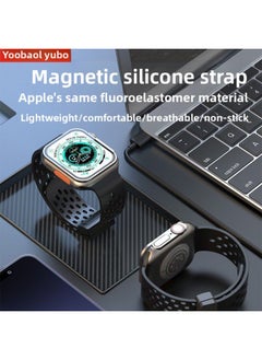 Generic Yu Bo For IwatchS9 Apple Watch Ultra Mesh Hole Silicone Magnetic S8 Sports Silicone Breathable Wristband-Color:Mesh Silicone Magnetic Breathable Model [cloud Gray] - Applicable: Iwatch 7/8/9 Generation [41mm]  - Image 3