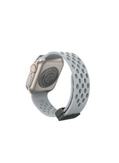 Generic Yu Bo For IwatchS9 Apple Watch Ultra Mesh Hole Silicone Magnetic S8 Sports Silicone Breathable Wristband-Color:Mesh Silicone Magnetic Breathable Model [cloud Gray] - Applicable: Iwatch 7/8/9 Generation [41mm]  - Image 1