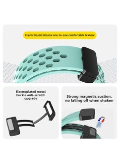 Generic Yu Bo For IwatchS9 Apple Watch Ultra Mesh Hole Silicone Magnetic S8 Sports Silicone Breathable Wristband-Color:Mesh Silicone Magnetic Breathable Model [cloud Gray] - Applicable: Iwatch 7/8/9 Generation [41mm]  - Image 4