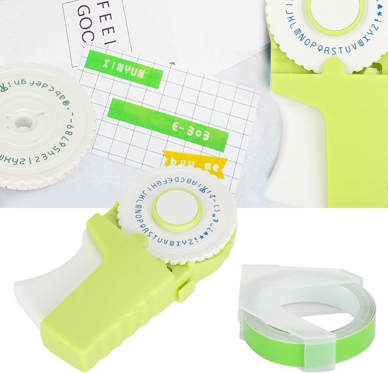 Embosser Manual Typewriter, Handheld DIY Embossing Label Maker, Green, 9mm Tape Width - No Ink, Portable Design, Ideal for Scrapbooks and Photo Albums - Image 5