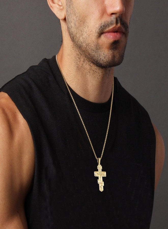 HZMAN Eastern Orthodox Cross Necklace for Men Women Retro Religious Jesus Crucifix Byzantine Cross Christian Pendant Jewelry Gift, Stainless Steel, No Gemstone - Image 3