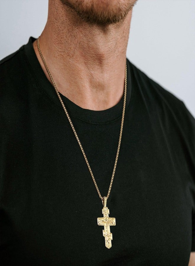 HZMAN Eastern Orthodox Cross Necklace for Men Women Retro Religious Jesus Crucifix Byzantine Cross Christian Pendant Jewelry Gift, Stainless Steel, No Gemstone - Image 2