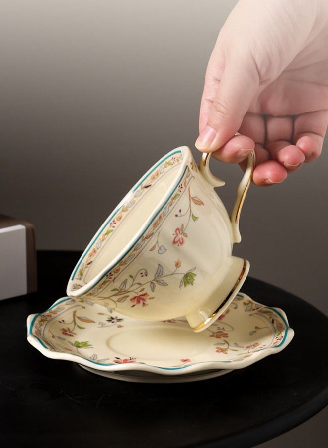 DUNISO Ceramic Tea Cups and Saucers Set, Porcelain Tea Set for Tea Party, Afternoon Tea Cups Saucer for Coffee Drinks and Tea, Kitchen and Living Room Saucers Set,Ceramic Coffee Cup for Office and Home - Image 4