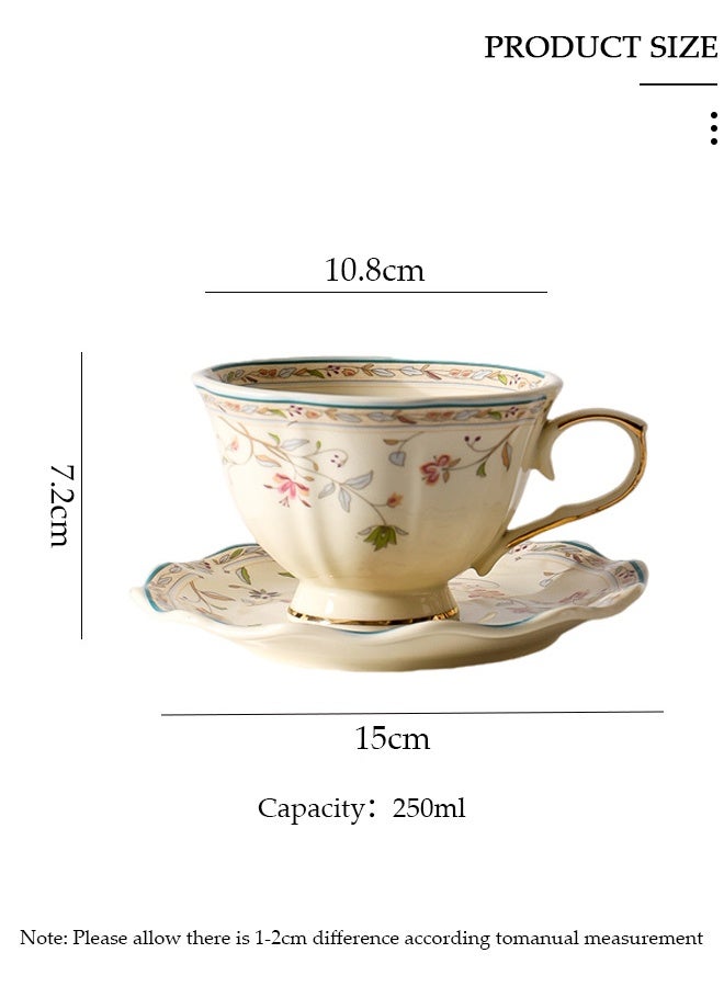 DUNISO Ceramic Tea Cups and Saucers Set, Porcelain Tea Set for Tea Party, Afternoon Tea Cups Saucer for Coffee Drinks and Tea, Kitchen and Living Room Saucers Set,Ceramic Coffee Cup for Office and Home - Image 2