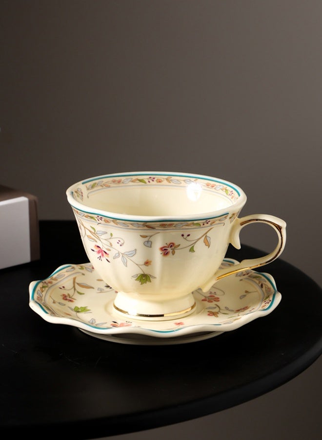 DUNISO Ceramic Tea Cups and Saucers Set, Porcelain Tea Set for Tea Party, Afternoon Tea Cups Saucer for Coffee Drinks and Tea, Kitchen and Living Room Saucers Set,Ceramic Coffee Cup for Office and Home - Image 5