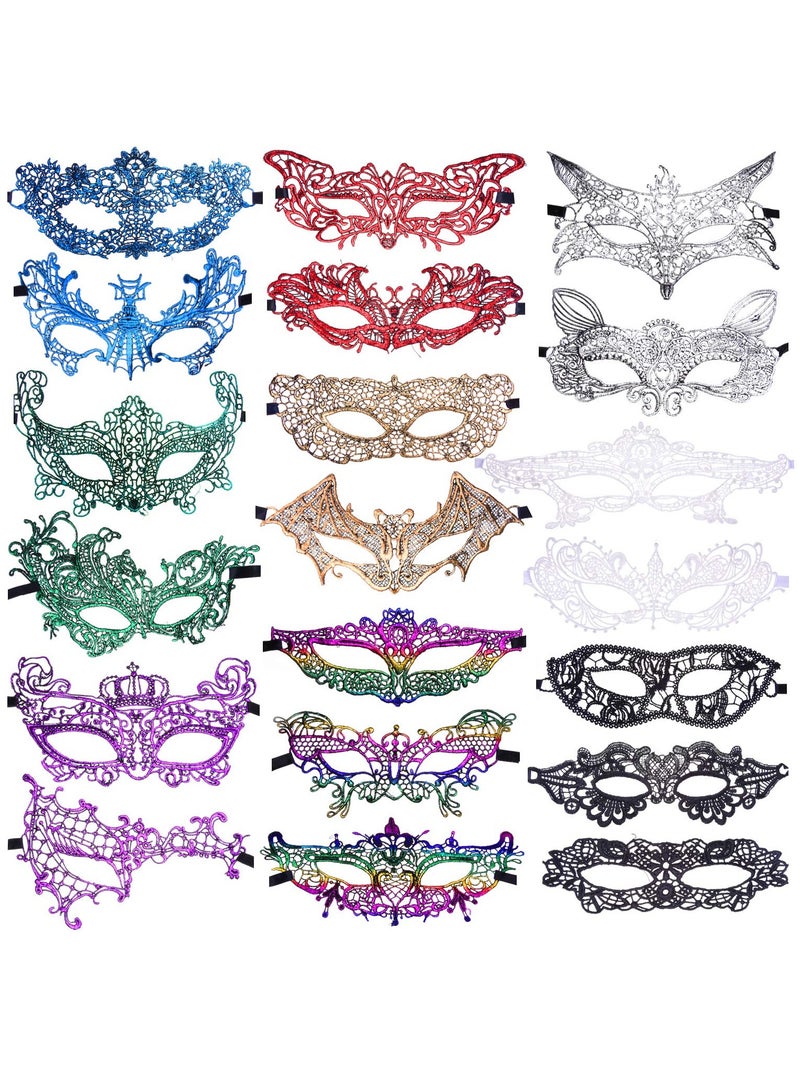 Masquerade Masks Bulk Lace Mask, Women Venetian Masks Lace Masquerade Mask for Party Ball Multicolored, 20pcs - Image 1