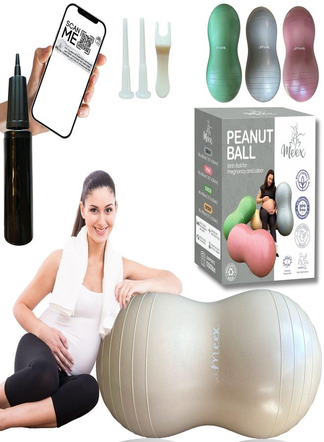 MEEX Peanut Ball Labor - Durable and Thick Birthing Ball for Pregnancy - Peanut Ball Pregnancy for Labor - Antiburst Birth Ball - Labor Ball - Peanut Exercise Ball - Pregnancy Ball - Ivory (Pump included) - Image 1