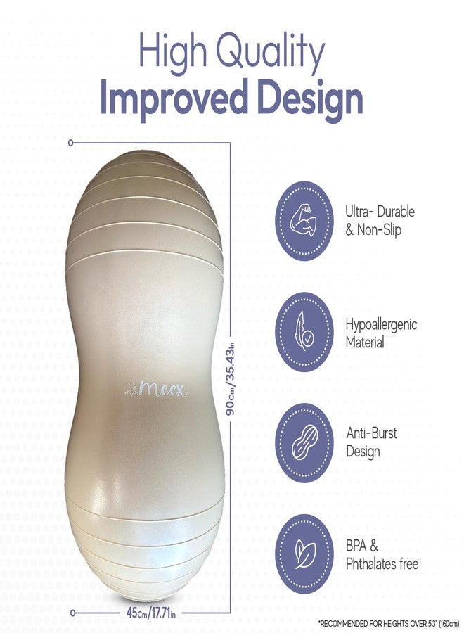 MEEX Peanut Ball Labor - Durable and Thick Birthing Ball for Pregnancy - Peanut Ball Pregnancy for Labor - Antiburst Birth Ball - Labor Ball - Peanut Exercise Ball - Pregnancy Ball - Ivory (Pump included) - Image 2