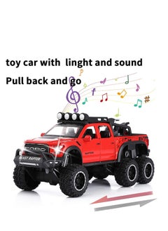 Y&D Toy Pickup Trucks for Kids, Model Cars, F150 Raptor DieCast Metal Car, with Sound and Light, Kids Age 3 Year up (RED)  - Image 1