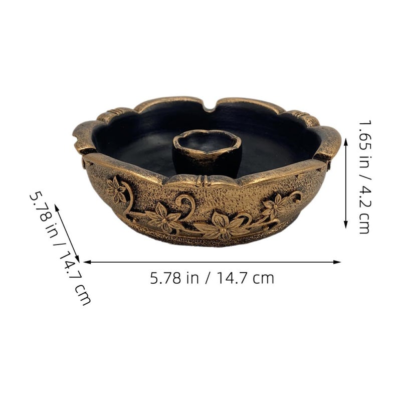 حامل عصا البخور الذهبي المستدير العتيق صينية مبخرة من الراتنج لعطر المنزل والتأمل - Image 3