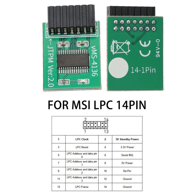 TPM 2.0 Module 14Pin LPC Encryption Processor - Secure Storage for MSI Trusted Platform Ideal Replacement for DDR4 Motherboard - Image 3