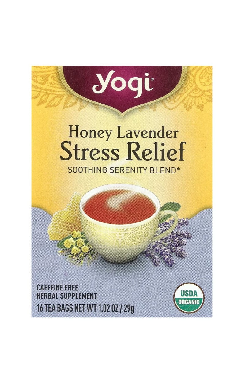 شاي يوغي شاي تخفيف التوتر بالعسل والخزامى خالي من الكافيين 16 كيس شاي 1.02 أونصة (29 جم) - Image 1