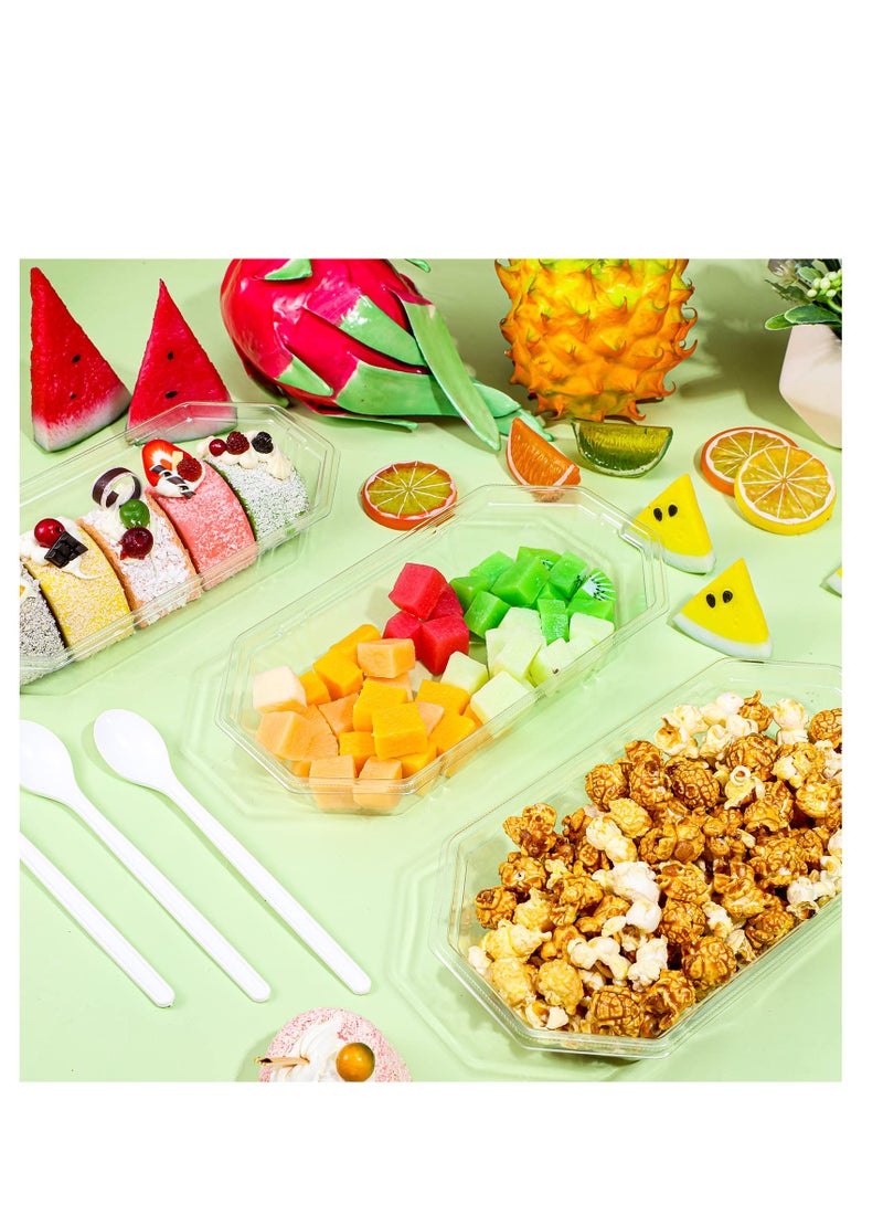 SYOSI أطباق صنداي الآيس كريم، 100 عبوة قوارب بانانا سبلت، أكواب صحية شفافة بلاستيكية قابلة للتصرف، أطباق تقديم للحفلات، أكواب فواكه، أطباق مستطيلة مثالية، لصينية حلويات حفلات عيد ميلاد الأطفال الاجتماعية - Image 3