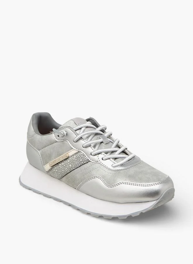 Celeste SILVER Women Lace-Up Ankle Sneakers for Women | Best Price UAE