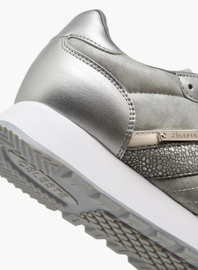 Celeste SILVER Women Lace-Up Ankle Sneakers for Women | Best Price UAE