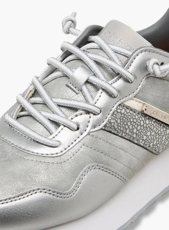 Celeste SILVER Women Lace-Up Ankle Sneakers for Women | Best Price UAE